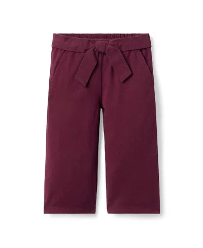 Janie And Jack Girls' Wide Leg Tie Waist Pant - Baby, Little Kid, Big Kid In Burgundy