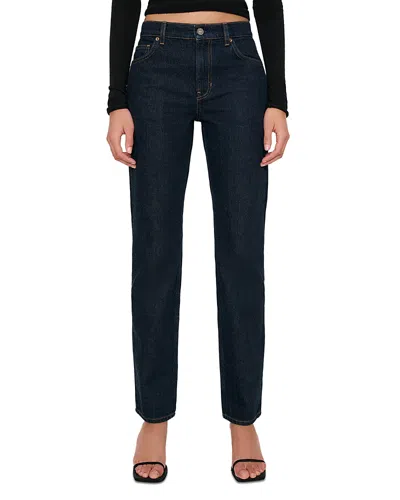 Reformation Greer Mid Rise Straight Jeans In Ondine In Blue