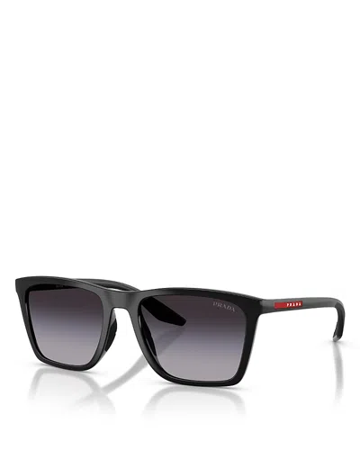 Prada Linea Rossa Pillow Sunglasses, 56mm In Black