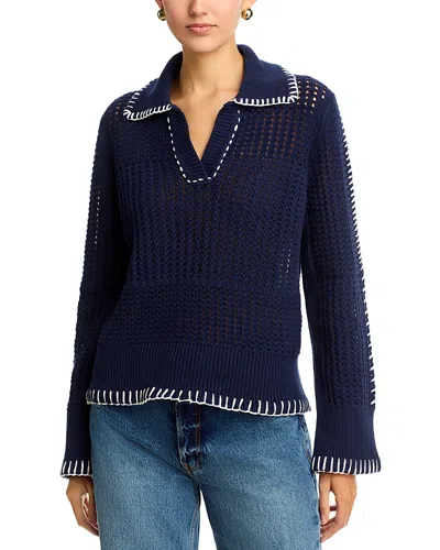 Single Thread Open Stitch Sweater In Blue