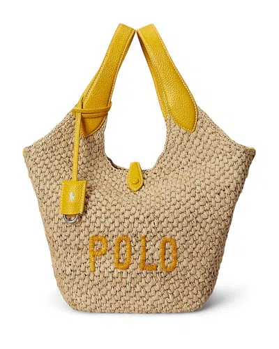 Polo Ralph Lauren Polo Play Medium Raffia Shoulder Bag In Multi