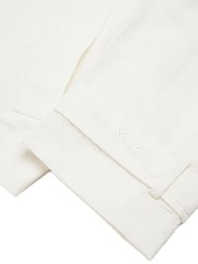 Max & Co Embroidered-logo Double-breasted Jacket In Neutral