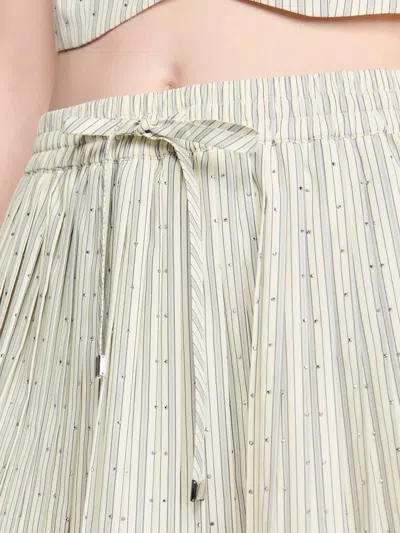 Sandro Striped Rhinestone A-line Mini Skirt In White