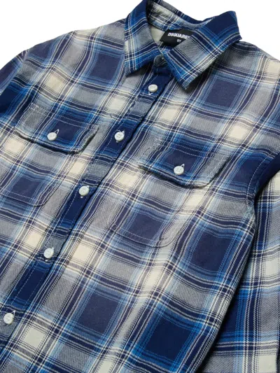 Dsquared2 Check-pattern Pocket Shirt In Blue