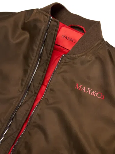 Max & Co Logo Bomber Jacket In Brown
