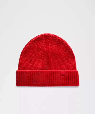 Lululemon Close-fit Wool-blend Ribbed Knit Beanie In Red