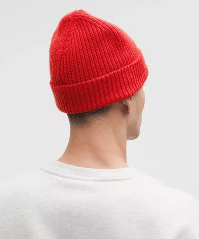 Lululemon Close-fit Wool-blend Ribbed Knit Beanie In Red