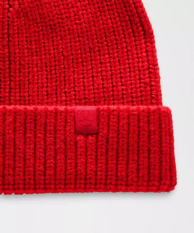 Lululemon Close-fit Wool-blend Ribbed Knit Beanie In Red