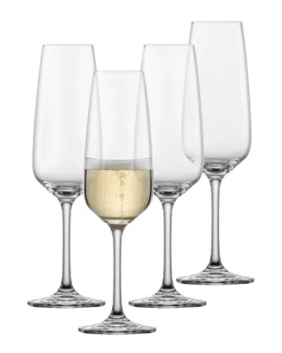 Schott Zwiesel Set Of 4 Tulip Crystal Champagne Flutes In Transparent