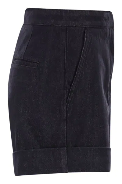 Max Mara Mxmcalca - Denim-effect Cotton Shorts In Black