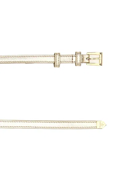 Prada Leather Belt Double Loop Metallic Finish In Gold