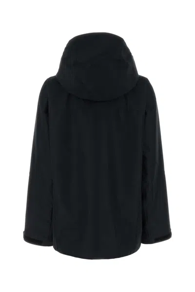 Prada Hooded Polyester Windbreaker Jacket Long Sleeves In Black