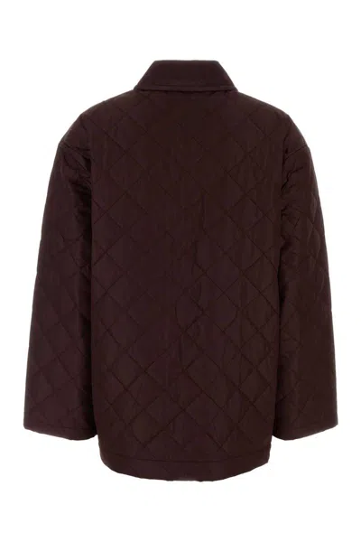 Prada Re Nylon Jacket Quilted Design Side Pockets In Brown