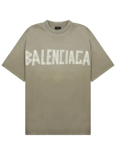 Balenciaga "tape Type" T-shirt In Green