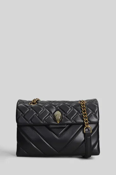 Kurt Geiger Leather Kensington X Shoulder Bag In Black Leather In Black