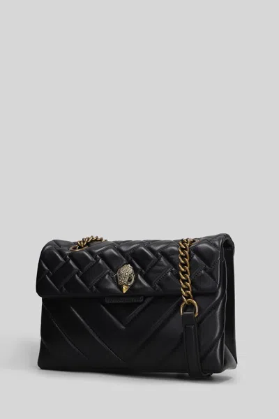Kurt Geiger Leather Kensington X Shoulder Bag In Black Leather In Black