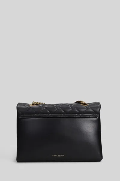 Kurt Geiger Leather Kensington X Shoulder Bag In Black Leather In Black