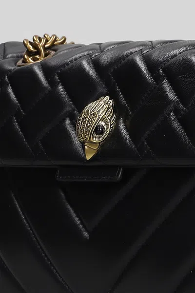 Kurt Geiger Leather Kensington X Shoulder Bag In Black Leather In Black