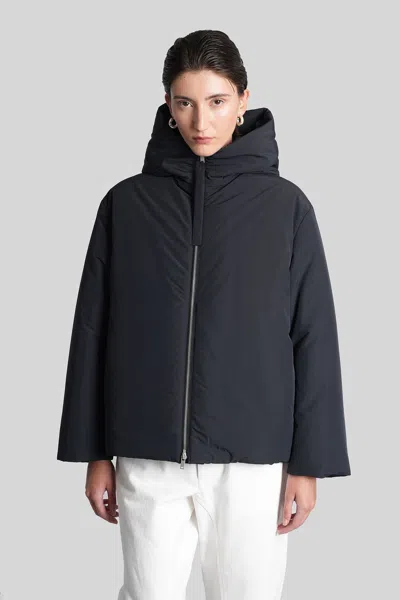 Jil Sander Fixed-hood Drawstring Puffer Jacket In Black