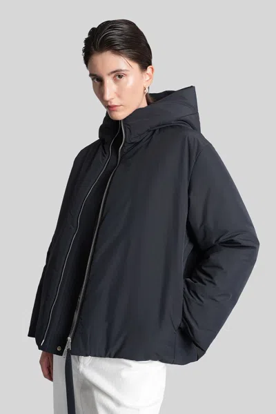 Jil Sander Fixed-hood Drawstring Puffer Jacket In Black