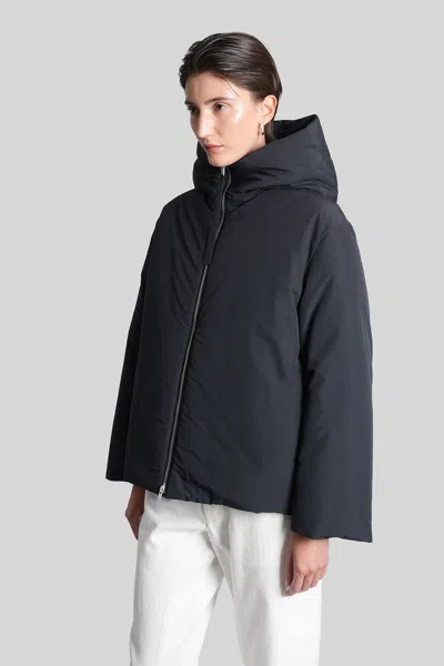 Jil Sander Fixed-hood Drawstring Puffer Jacket In Black