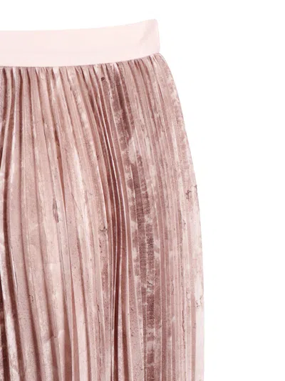Fabiana Filippi Pleated Printed Satin Wide Long Skirt In Pink