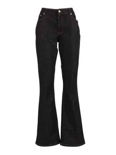 Fabiana Filippi Slim Fit Bootcut 5 Pocket Jeans With Knit Back Pocket In Black