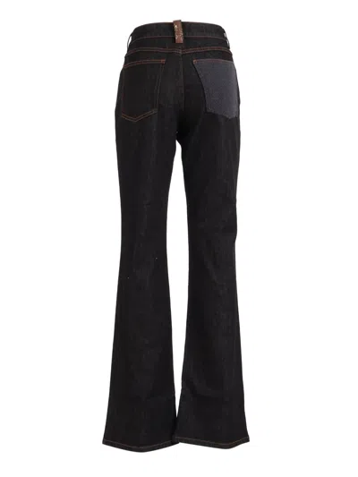 Fabiana Filippi Slim Fit Bootcut 5 Pocket Jeans With Knit Back Pocket In Black