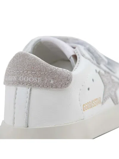 Golden Goose Old School Glitter-heel Leather Sneakers In White