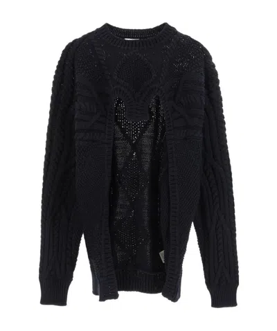 Burberry Cable-knit Open-front Jumper In Black
