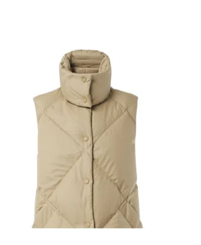Burberry Funnel-neck Quilted Long Gilet In Neutral