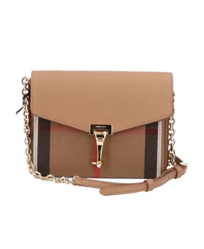 Burberry Checkered Logo Satchel Bag In Brown