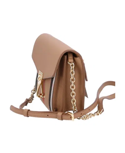 Burberry Checkered Logo Satchel Bag In Brown