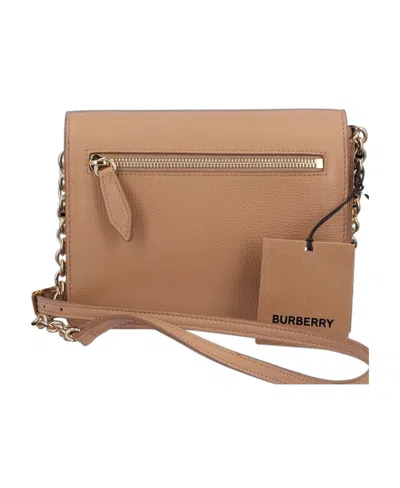 Burberry Checkered Logo Satchel Bag In Brown