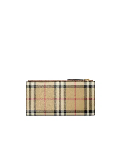 Burberry Canvas Wallet Check Pattern Rectangular Shape In Brown