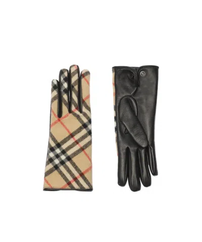 Burberry Check Wool Cashmere Gloves In Multi