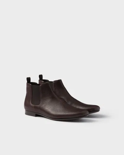 Prada Leather Chelsea Boots In Brown