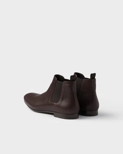 Prada Leather Chelsea Boots In Brown