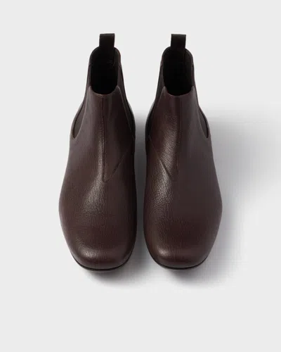 Prada Leather Chelsea Boots In Brown
