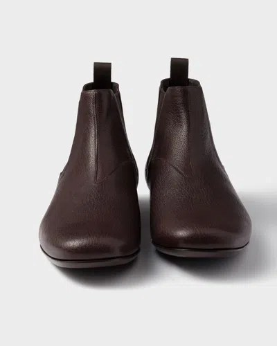 Prada Leather Chelsea Boots In Brown