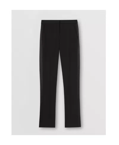 Burberry Two-color Wool And Cotton Trousers In Black