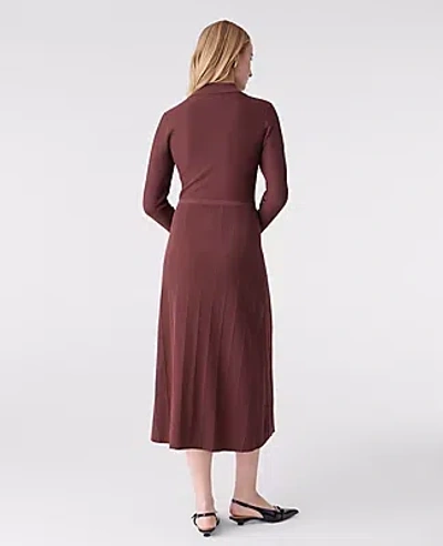 Ann Taylor Collared Knit Midi Dress In Brown