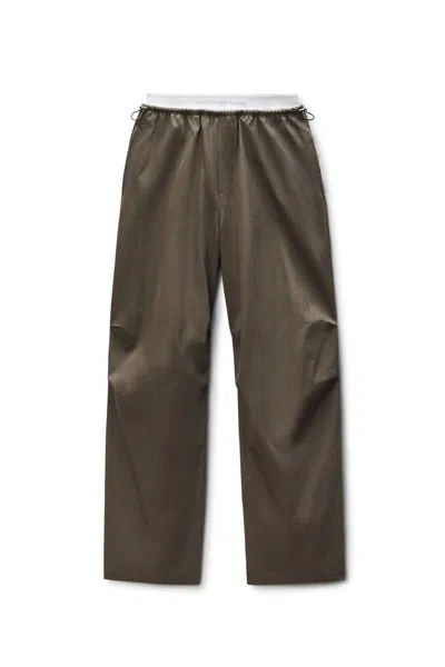 Alexander Wang Mid-rise Track Pant In Cotton Twill In Green