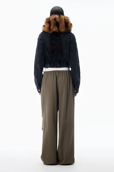 Alexander Wang Mid-rise Track Pant In Cotton Twill In Green