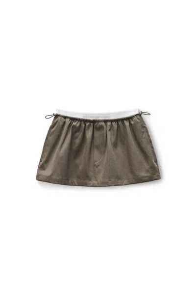 Alexander Wang Logo Miniskirt In Twill Mid-rise In Green