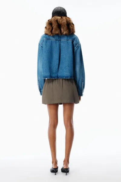 Alexander Wang Logo Miniskirt In Twill Mid-rise In Green