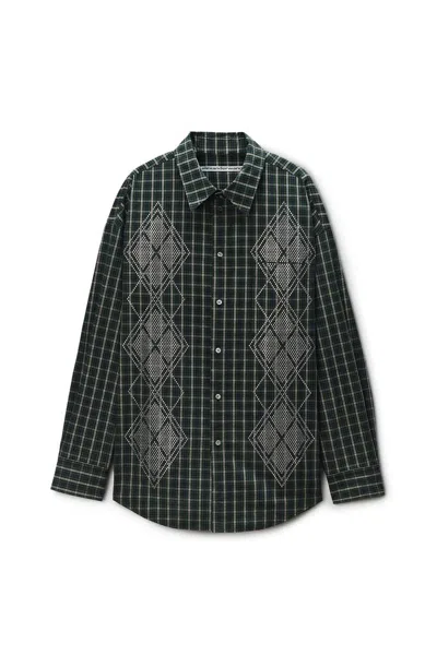 Alexander Wang Argyle Hotfix Shirt Oversized In Multi