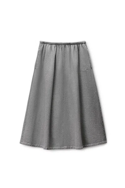 Alexander Wang Low-rise Midi Circle Skirt In Cotton Terry In Gray