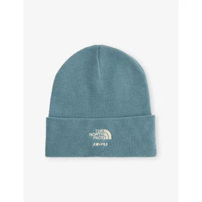 The North Face Womens  Embroidered Ribbed Knitted Beanie In Brown