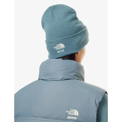 The North Face Womens  Embroidered Ribbed Knitted Beanie In Brown